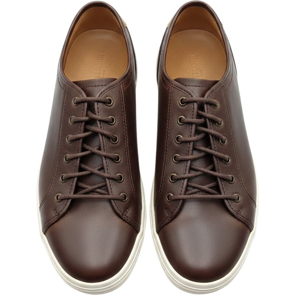 Skechers Moreno‎ Ederson Mens 11.5 Wide Brown Leather Sneakers Oxfords 64737W